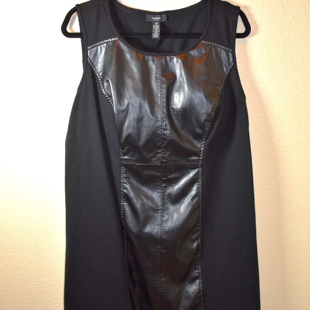 Alfani Black Faux Leather Panel Mini Dress‎